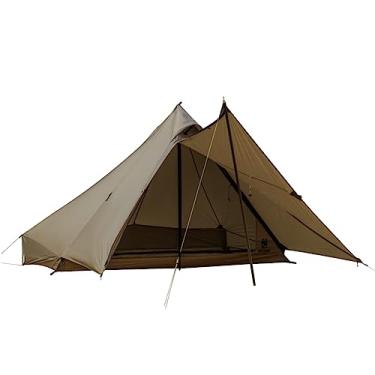 Imagem de OneTigris Tetra Tenda ultraleve Tipi para 1-2 pessoas, barraca de mastro de trekking, impermeável para 3 estações, ideal para acampamento, caminhada, mochila (Versão de 160 cm - marrom coiote)