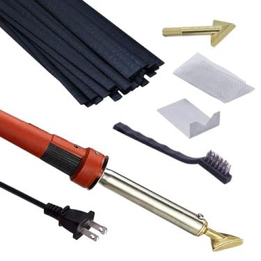Imagem de Massca Kit de solda de plástico com soldador, hastes, malha de reforço, suporte de ferro quente e escova de arame - Kit de reparo de para-choques de plástico faça você mesmo para artes, artesanato e