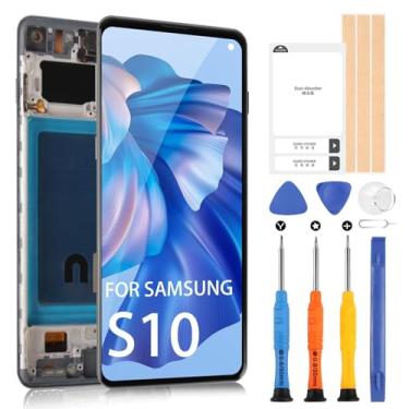 Imagem de Substituição de tela para Samsung Galaxy S10 G973 - Tela LCD para Samsung S10 SM-G973U G973FD Touch Screen para Galaxy S10 LCD digitalizador substituição com moldura (sem função de impressão digital)