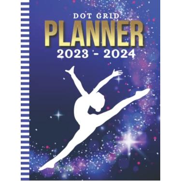 Imagem de Dot Grid Planner 2023-2024: 8.5x11 Large Dated Monthly/With 100 Blank Dotted Pages / 24-Month Life Organizer/Great Gift for Creative Planning/Purple Blue Gymnast Gymnastics Sparkle Art