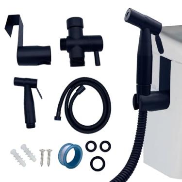Imagem de Pulverizador portátil de bidê de banheiro para banheiro de aço inoxidável conjunto de pulverizador de bidê de jato kit de mangueiras de spray de bidê spray de pano spray para fraldas para bebês e