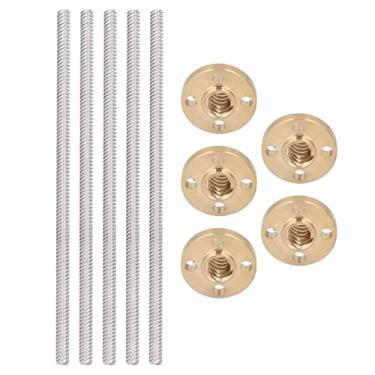 Imagem de Kit de Parafuso de Avanço T8x8, Aço Inoxidável de Alta Resistência, Baixo Ruído, 5 Conjuntos de Parafusos de Avanço Trapezoidais Com Porcas de Latão, para Robótica, Automação