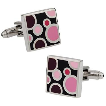 Imagem de Abotoaduras de bolha rosa com caixa de apresentação Cuff-Daddy
