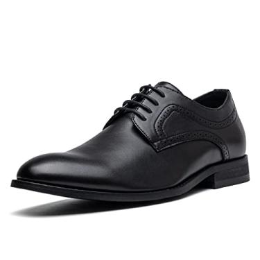 Imagem de Sapato social masculino Oxford formal confortável clássico com cadarço Derby bico liso, Preto-20712, 42