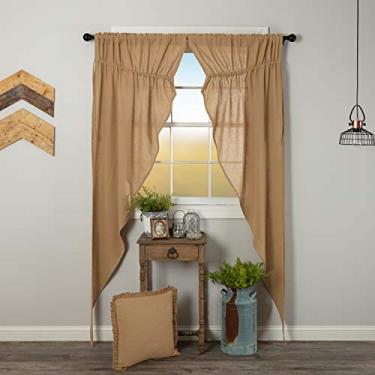 Imagem de VHC Brands Cortinas de algodão de cor sólida de juta para casa de fazenda com bolso de haste laços de cordão para painel de pradaria, bronzeado natural