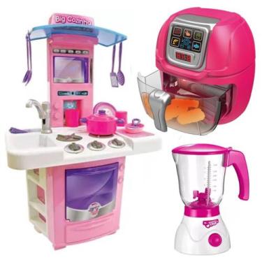 Imagem de Brinquedo Fritadeira Timer Luz Som + Cozinha Liquidificador - DM Toys