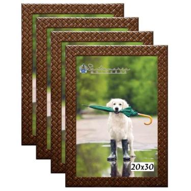 Imagem de Kit 4 Molduras Porta Retrato 20x30 3cm Relevo Marrom - Santamaria Mold