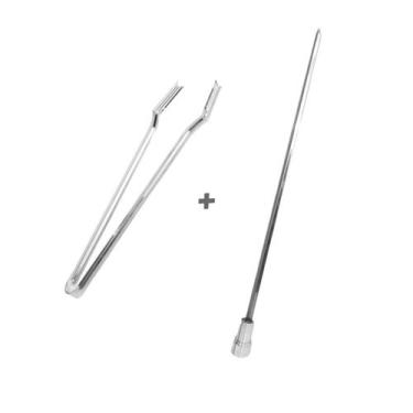 Imagem de Pegador De Carnes Inox Mais Espetinho Coração 60cm Churras - INOX LAUR
