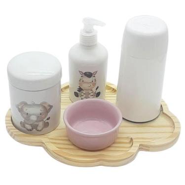 Imagem de Kit higiene bebê 5 peças Safari -  Molh Red Rosa - Porcelana - Antilop