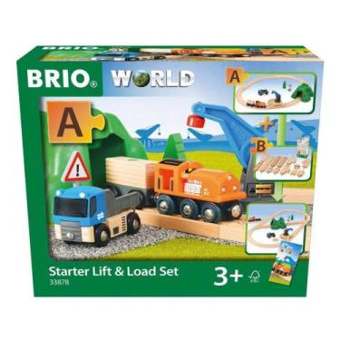 Imagem de Conjunto Inicial de Trem de Madeira com Elevador e Carga - Brinquedo E