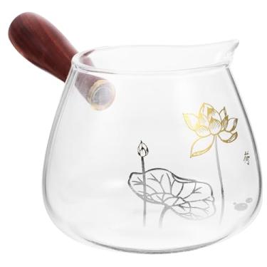 Imagem de Jarra de vidro de 300 ml para servir de leite expresso com de madeira para café e restaurante familiar