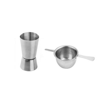 Imagem de Dosador Drinks Copo Duplo Inox 50 e 25ml Kit Bar - CASACHA