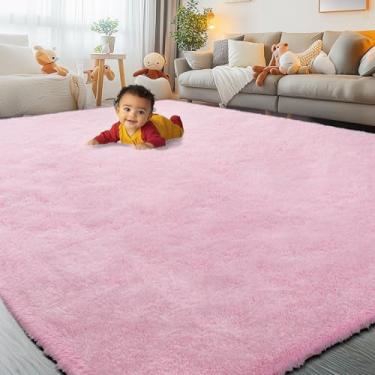 Imagem de Tapetes de área 22 x 30 cm para sala de estar, rosa grande, tapete felpudo felpudo macio de cabeceira, tapetes laváveis à máquina para quarto, crianças, meninas, meninos, decoração de casa,