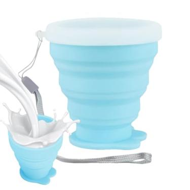 Imagem de Copo dobrável, copo dobrável, 200 ml portátil copo dobrável com tampa da pata de gato, Drinkware reutilizável, garrafa de água potável para viajar ao ar livre