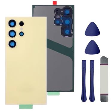 Imagem de Substituição de vidro traseiro para Galaxy S24 Ultra compatível com Samsung Galaxy S24 Ultra 5G capa de vidro traseira de substituição com lente de câmera pré-instalada e adesivo + kits de ferramentas