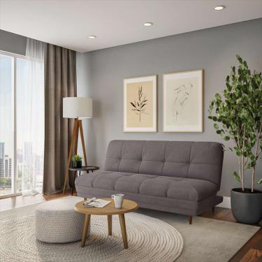 Imagem de Sofá-Cama 3 Lugares Casal Anselmo Suede Cinza