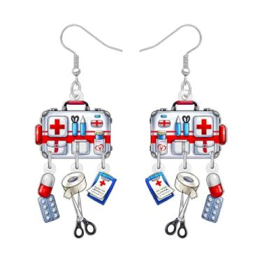 Imagem de DALANE Brincos de acrílico fofos para o dia da enfermeira com pingente de tema médico, joias de agradecimento engraçadas, presentes de agradecimento para mulheres, mãe, enfermeiras, semana, médicos RN