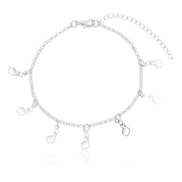 Imagem de pulseira feminina dorama coração coreano prata 925