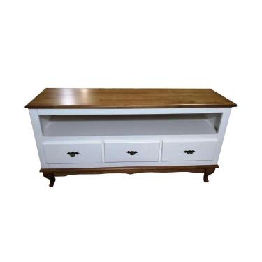 Imagem de Rack com 3 Gavetas 1,25m Branco Madeira Maciça Neppel