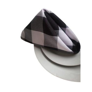 Imagem de Kit Guardanapo Boca Tecido Mesa Posta 6 Pç Oxford Xadrez