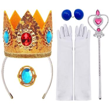Imagem de Kit de acessórios Princess Peach Crown para conjunto de fantasias femininas