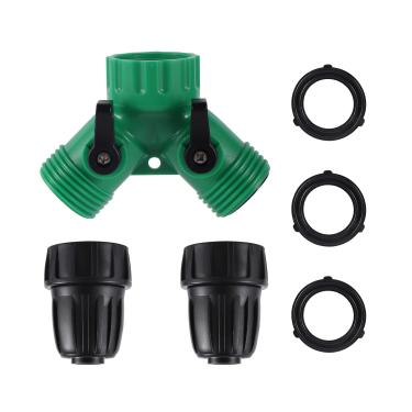 Imagem de FULAIERGD Divisor de mangueira de jardim de plástico 2 vias, conector de mangueira Y de 2 vias divisor de mangueira de água para paisagismo, jardinagem, plantação de flores, irrigação com adaptador de mangueira de 3/4" a 1/2"