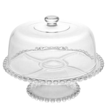 Imagem de Boleira com Pé e Cúpula Cristal Pearl Wolff 31x25cm Prato para Bolos D