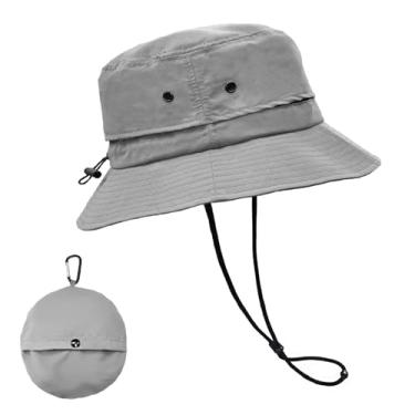 Imagem de lifwimner Chapéu balde para mulheres, chapéu de pescador embalável para homens, chapéu de sol, secagem rápida, respirável, proteção UV para pesca, caminhadas, praia, safári, verão (cinza)