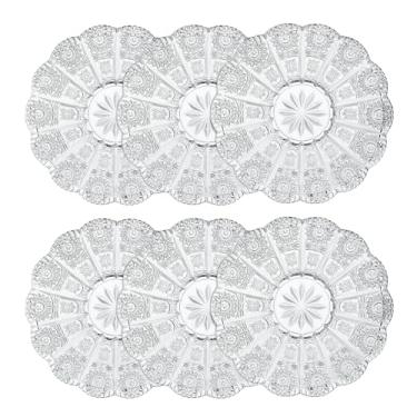 Imagem de kanpura Pratos de sobremesa de vidro de 14 cm, conjunto de 6 pequenos pratos decorativos de salada e sobremesa, pratos de jantar de vidro transparente para aperitivos, saladas e pequenas refeições