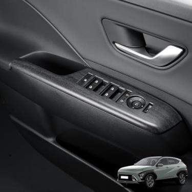 Imagem de Cnaurda Acabamento da tampa do painel do botão do interruptor de elevação de janela, painel de controle de fechadura de porta, acabamento de painel de elevação de janela compatível com Hyundai Kona