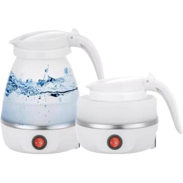 Imagem de Chaleira Elétrica Dobrável Portátil 600ml Silicone Inox 600W (110V - BRANCA) – Compacta Com Cabo de Energia e Design Seguro, Leve, Ideal para Viagens, Chá, Café, Mamadeiras, Camping