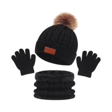 Imagem de Conjunto de Luvas, Cachecol e Gorro de Malha para Crianças - Com Bola 