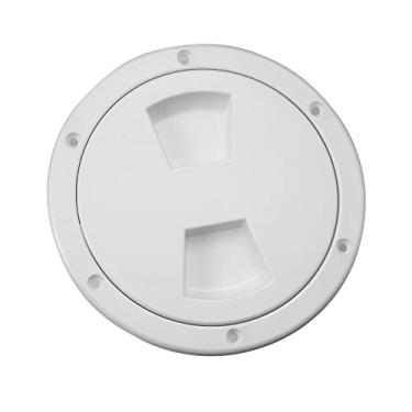 Imagem de X AUTOHAUX Placa de convés de inspeção de barco de 15,24 cm, escotilha de inspeção marítima redonda placa de convés com tampa removível à prova d'água para instalações ao ar livre, branca