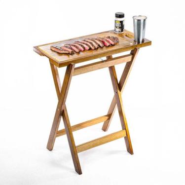 Imagem de Tabua de Carne com Suporte Cavalete de Madeira Kit para churrasco - Be