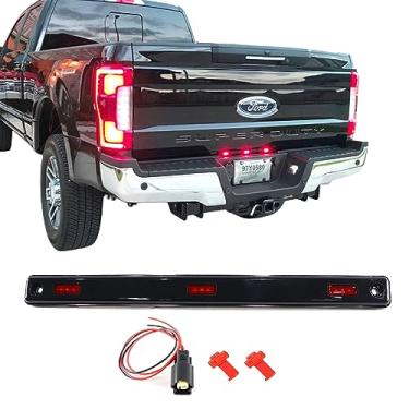 Imagem de YHB Luzes marcadoras de porta traseira com conector pigtail vermelho compatível com Ford 2017-2023 F250 F350 F450 F550 Super Duty Dually DRW - Lâmpada marcador vermelho central traseiro