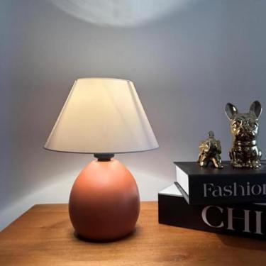 Imagem de Abajur Luminaria de Ceramica Porcelana Bivolt Com Cupula para Decoração Quarto Escritorio Decoração(Terracota)