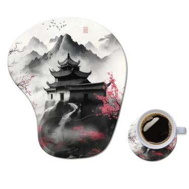 Imagem de Mouse pad ergonômico com descanso de pulso, confortável mouse pad de gel para computador, suporte de pulso para laptop, mouse para alívio da dor com base de poliuretano antiderrapante flor de