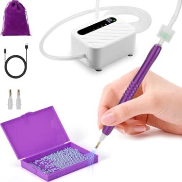 Imagem de sawjow Caneta de pintura de diamante elétrica, caneta de arte de diamante de sucção ajustável para adultos, pintor E para pintura de diamante, ferramenta de acessórios sem necessidade de cera