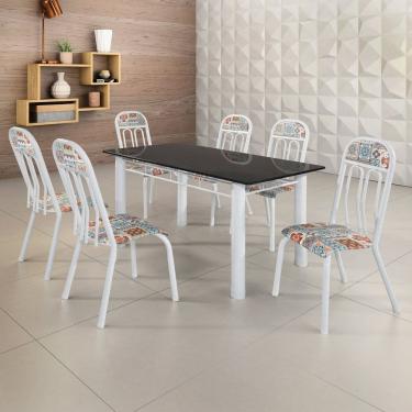Imagem de Conjunto Sala de Jantar 6 Cadeiras Paris Branco / Preto