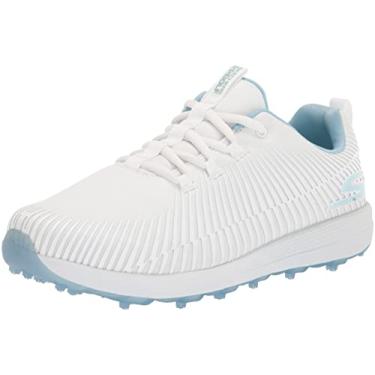 Imagem de Skechers Sapato de golfe feminino Max, Branco/Azul Swing, 9.5