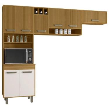 Imagem de Armário de Cozinha Compacta Emily Freijó/Ripado/Off Acetinado Z44 - Mp