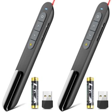 Imagem de (2 unidades) Apresentador remoto sem fio apresentador ponteiro clicker com hiperlink e controle de volume USB PowerPoint Slide Advancer para Mac, laptop, PC, computador Keynote