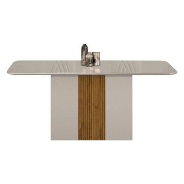Imagem de Mesa De Jantar Doha 160x80 Off White Freijó Decor Off - Leifer Móveis