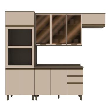 Imagem de Cozinha Modulada Connect 4 Peças Com Torre Quente 2 Fornos Duna/cristal - Móveis Henn Duna/cristal