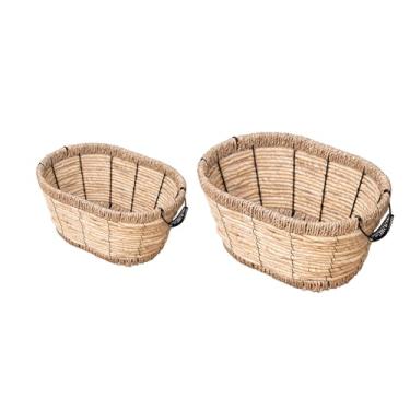 Imagem de Cesta tecida à mão para organizar itens, agrião com alça externa, cesta de armazenamento para prateleiras, cozinha (pacote com 2)