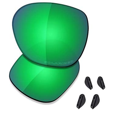 Imagem de SAUCER Lentes de reposição premium e protetores de nariz para Oakley Overtime OO9167 | Overtime Low Bridge Fit OO9210 Óculos de sol de alta definição - Verde Jade polarizado