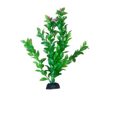 Imagem de Planta Artificial Para Aquario de 30cm Aqua Tank, verde flor rosa