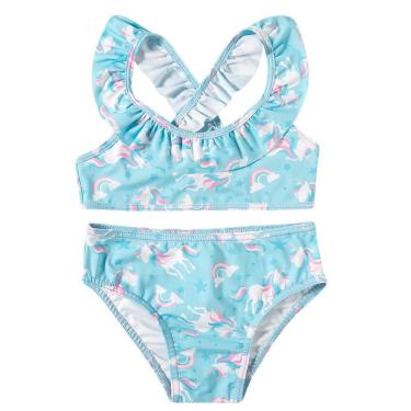 Imagem de Biquíni Bebê e Infantil Proteção UV 50+ Unicórnios Azul Tip Top