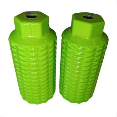 Imagem de Par Apoio Pedaleira Bmx Pezinho Trolhão Suporte De Pé Aluminio Verde Neon Bicicleta Bike