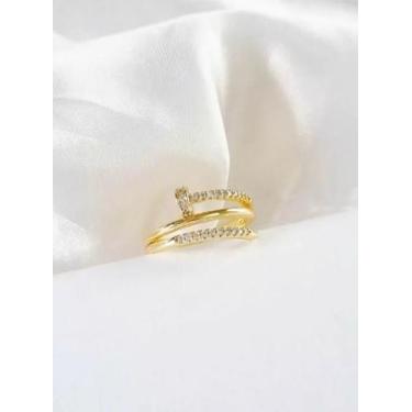 Imagem de Anel Ajustável Brilhante Feminino - Banhado a Ouro 18k - ToJoia18k
